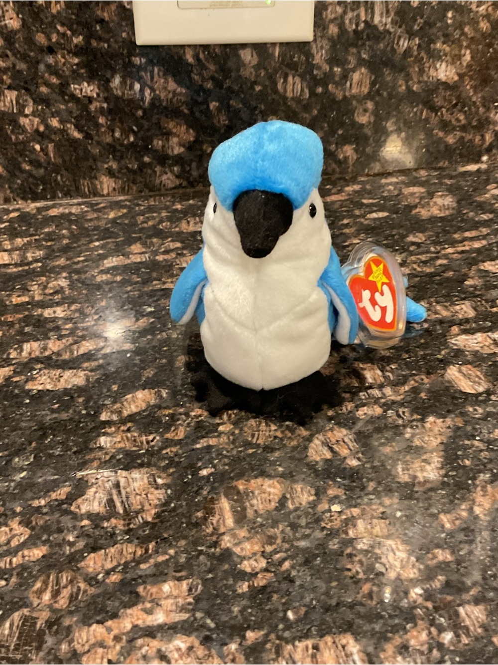 Ty Blue and White Plush Bird Beanie Baby